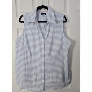 Basic Edition Womans Plus Size Blouse Size 1X sleeveless. Blue & White Stripes